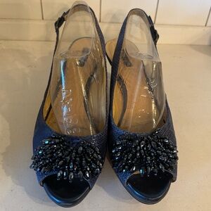 Bedazzled Navy Heels